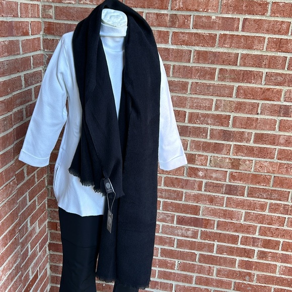 Vince Camuto Solid Black Long & Soft Versatile Neck Scarf - Picture 3 of 8